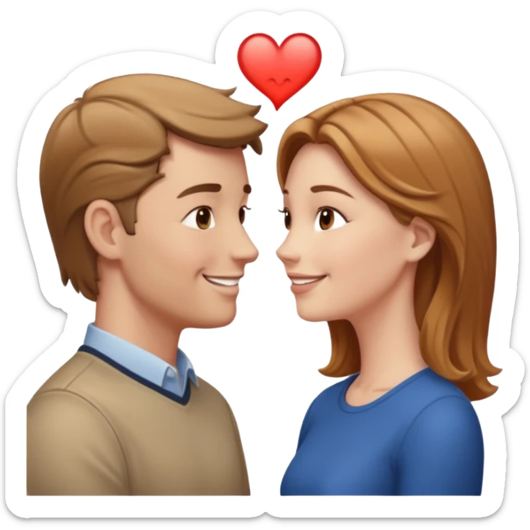 a person chatting up another person, one white male, one white woman facing each other talking sticker