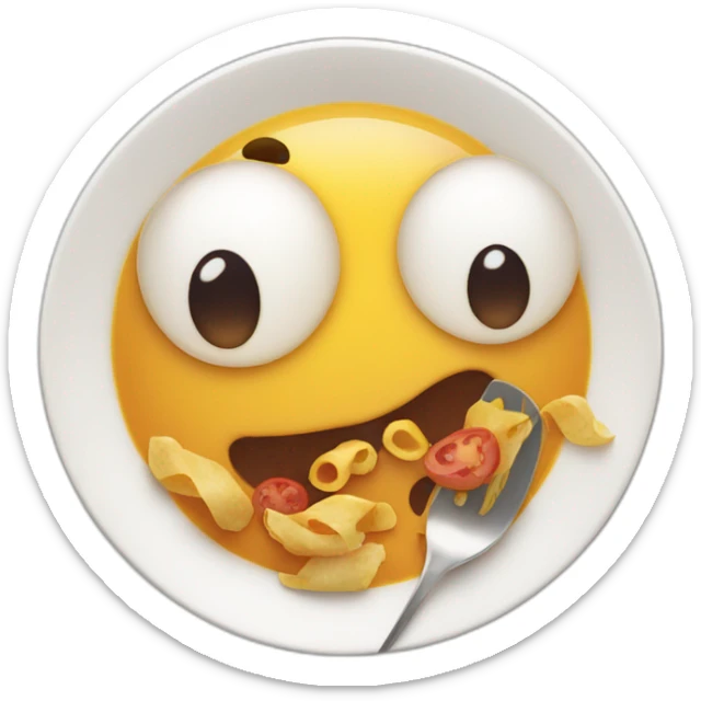 emoji with excited eyes looking at a plate of delicious food sticker