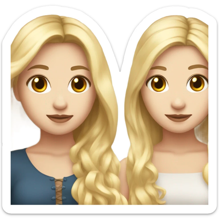 3 best friend 2 with blonde hair white skin and one brunette hair white skin sticker