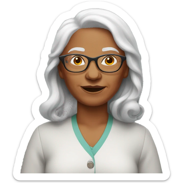 Grandma emoji, wearing cat-eye shaped rim glasses and long red hair sticker