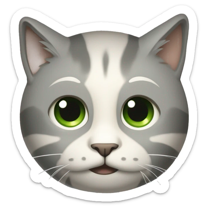 Chat rayer gris et crème avec les yeux vert et entouré d’une ligne crème sticker