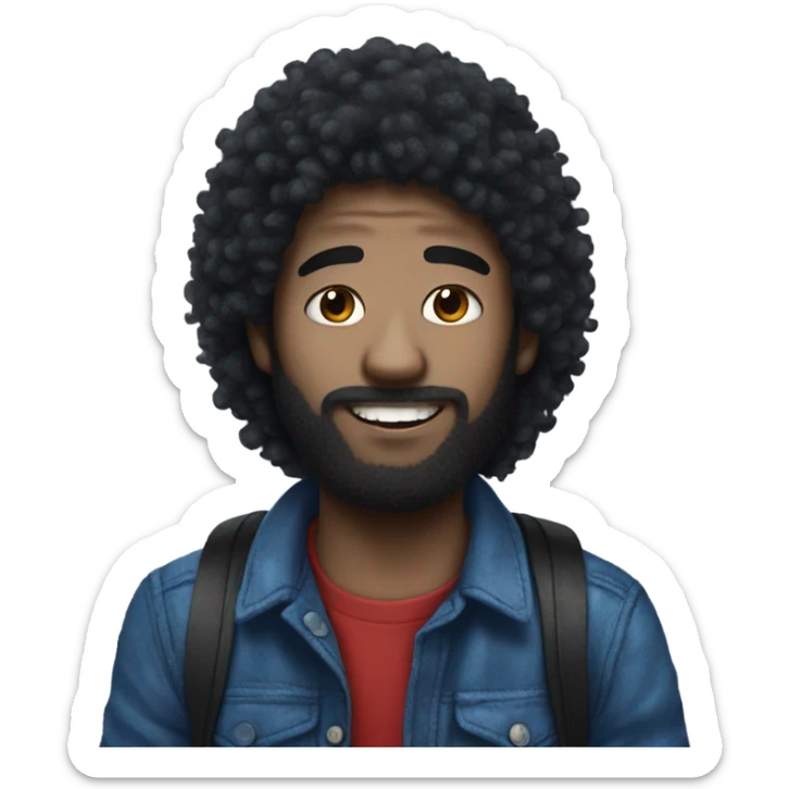 Spooder man red and blue and hase black fluffy hair sticker