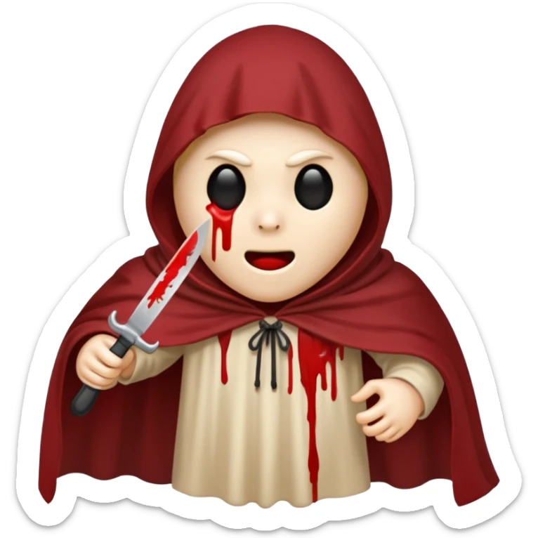 make a ghost face emoji with a cloak on and a bloody knife from the movie scream sticker