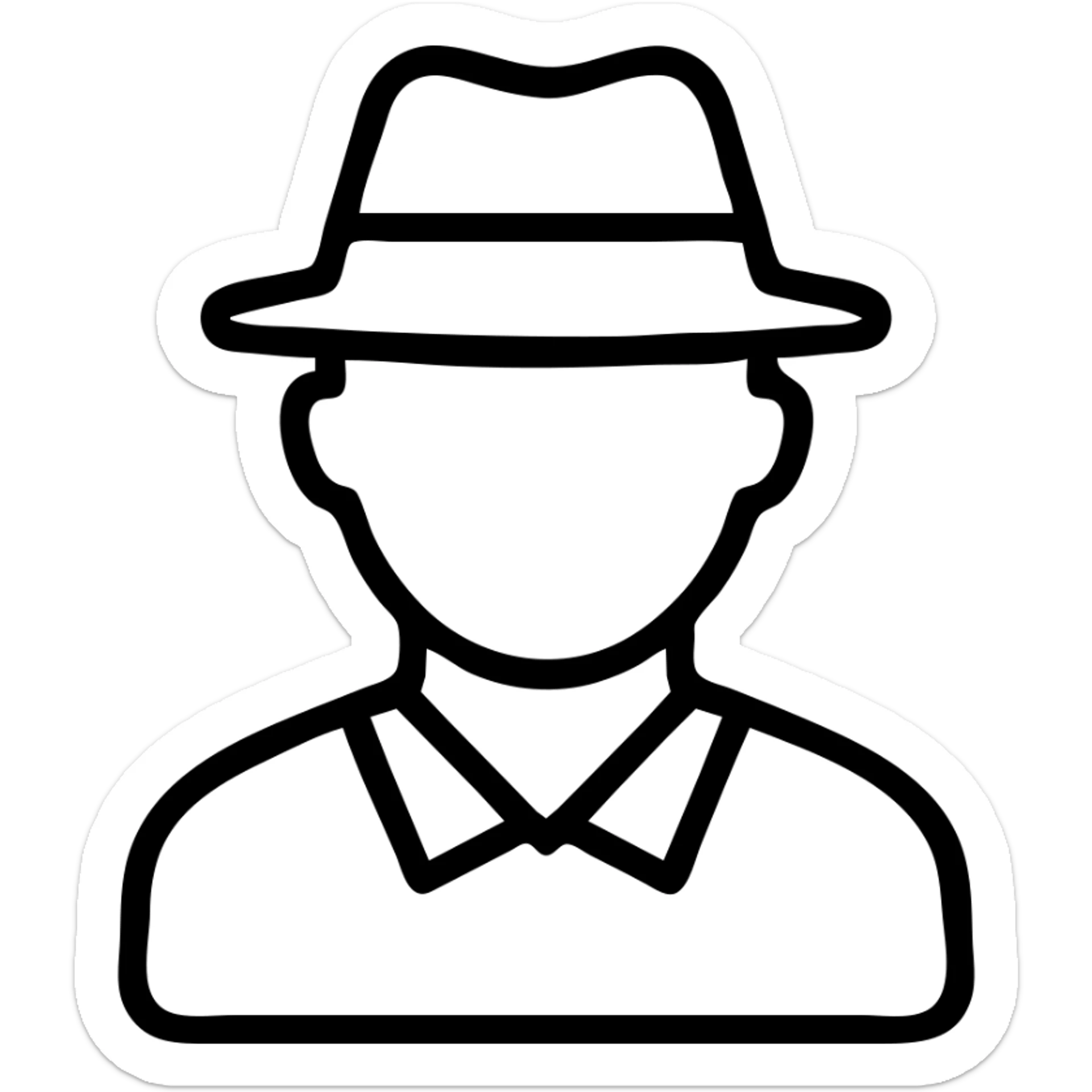 outlined icon of a man with a hat sticker