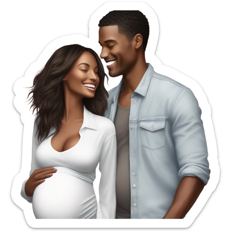 Realistic Photo of a Victoria secret model pregnant posing with a male model at her baby shower  sticker