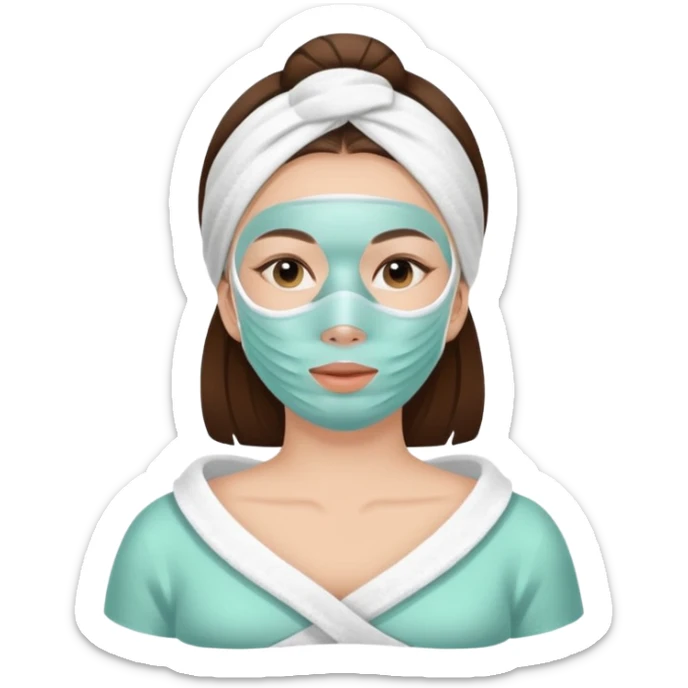 Lady with face mask spa beauty full face relaxing sticker