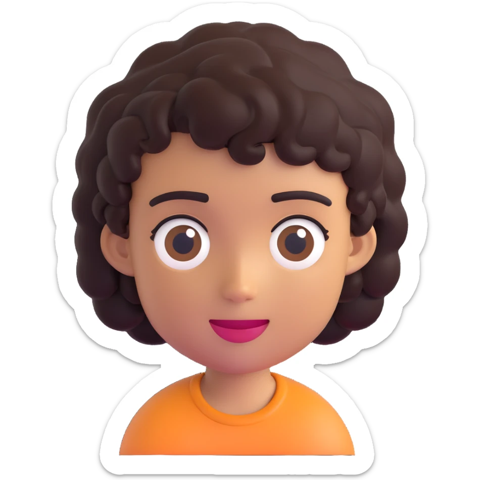 character emoji with tan skin and short black curly hair sticker