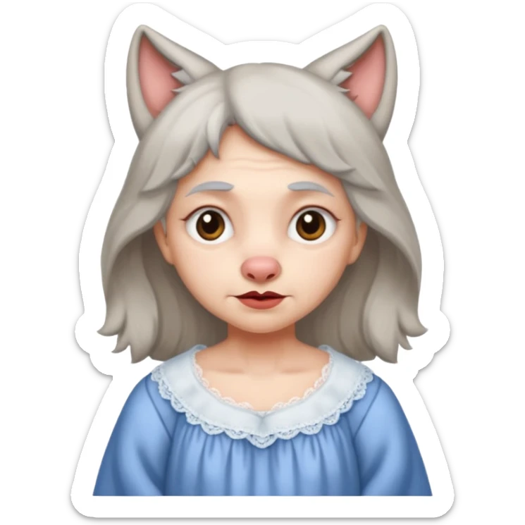 The big bad wolf put on Grandma's clothes and disguised itself as a human. sticker