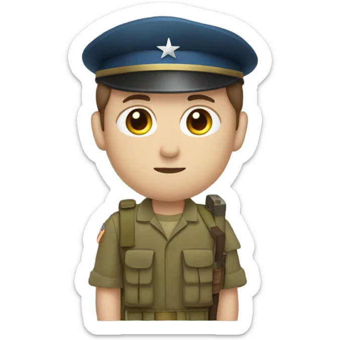 Army soldier holding a bible up. No hat. Brown hair blue eyes sticker