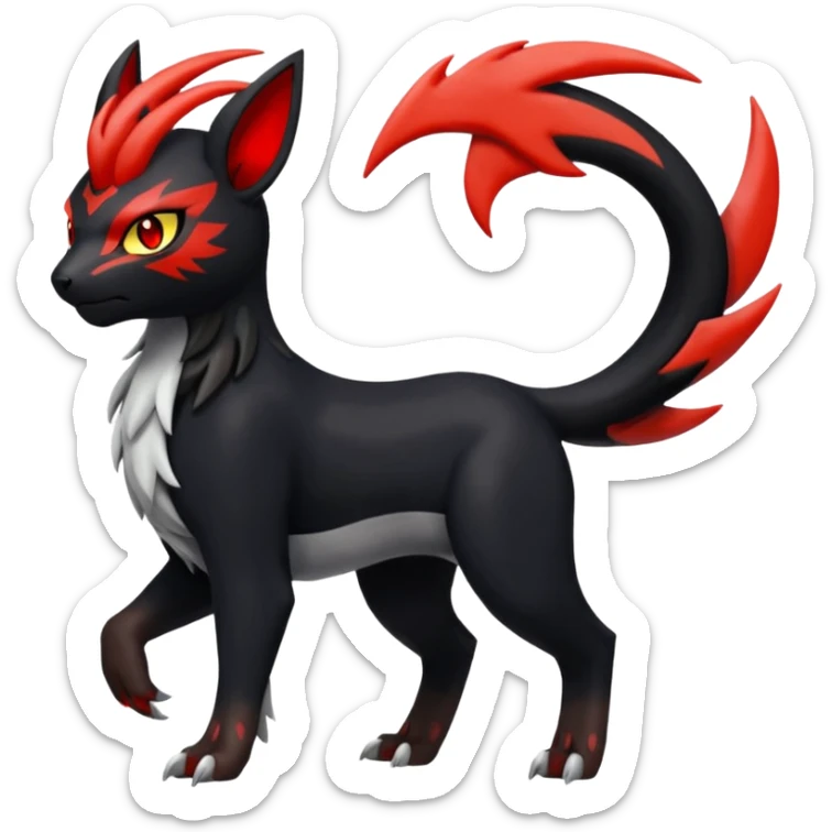 Meloetta-Absol-Houndour-Litten-Guilmon-Giratina-Pokémon-Fakémon-fusion-hybrid-creature sticker