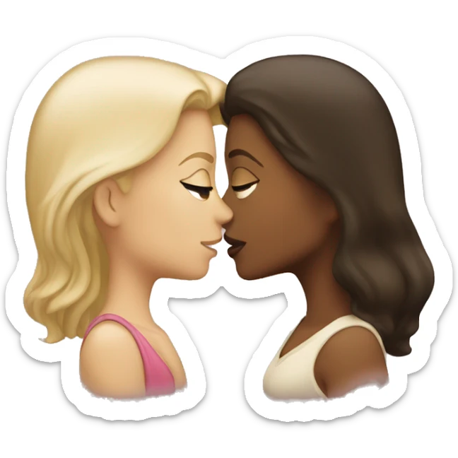 Blonde girl kissing brunette girl  sticker