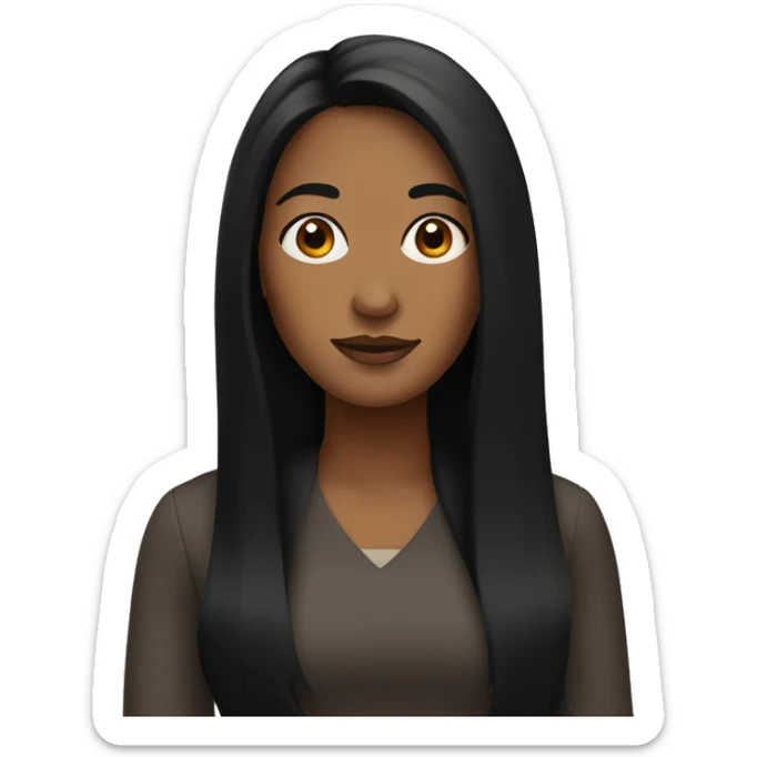 brown woman with long black hair sticker