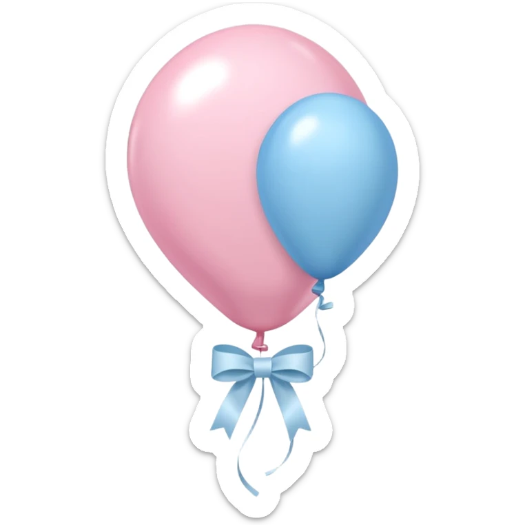 Light pink and pastel blue balloon tied together by a white ribbon sticker