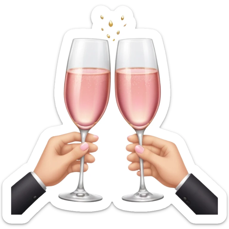 champagne glasses with pink champagne giving cheers with two hands five fingers sticker