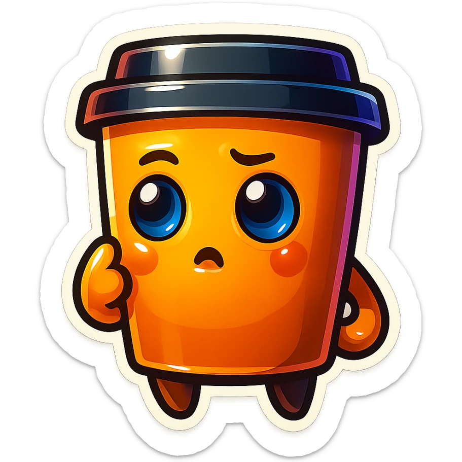 Tall coffee cup, pondering, thinking sticker
