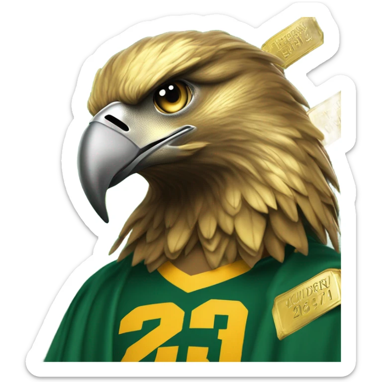 the state university of new york college at brockport's mascot Ellsworth the golden eagle celebrating the new year 2025 sticker