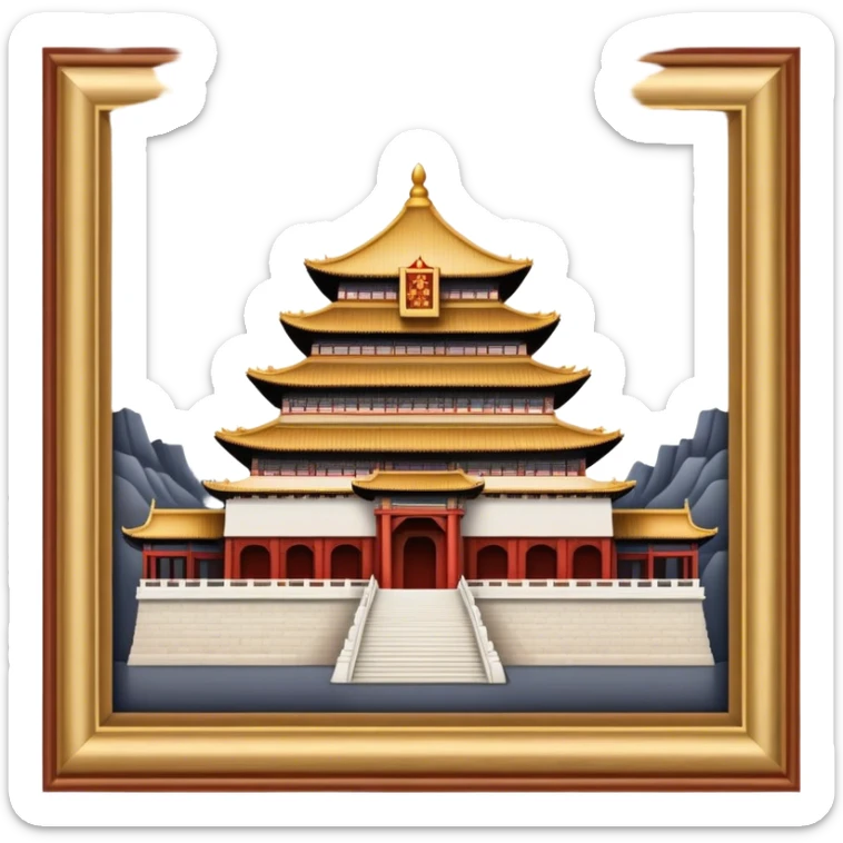 Cinematic Realistic Imperial City of Hu·∫ø Landmark Emoji, showcasing historic palaces and temples rendered with intricate textures and regal, soft lighting. sticker