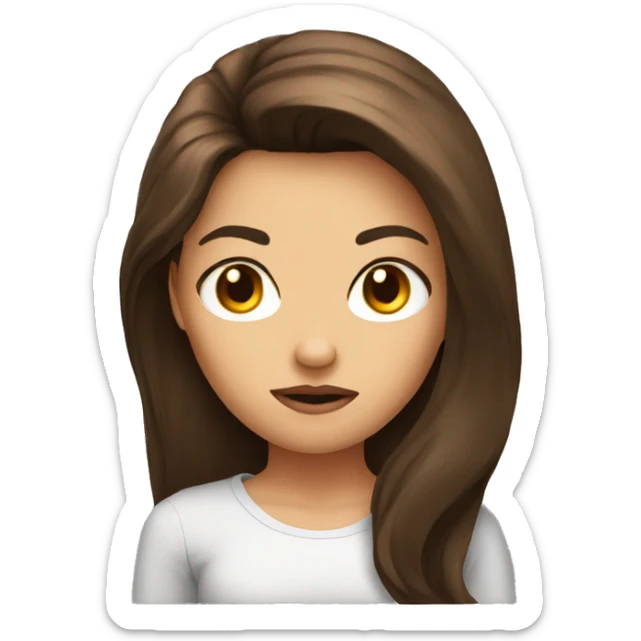 angry emoji with brunette hair and make it attractive and a girl sticker