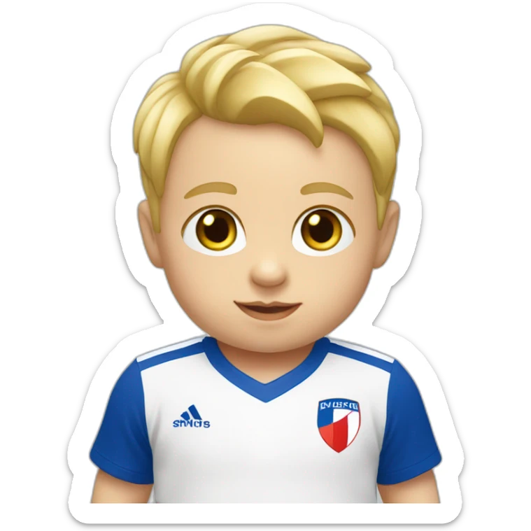 blond baby with a French team football t-shirt sticker