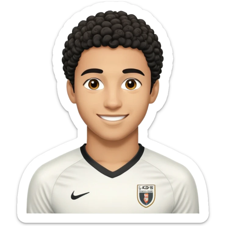 portrait of Lamine Yamal, young footballer, short curly hair, smiling sticker