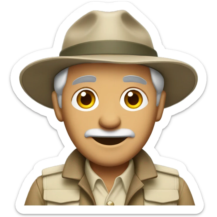 Full body English Sahara man in safari outfit with grey hair and hat  sticker