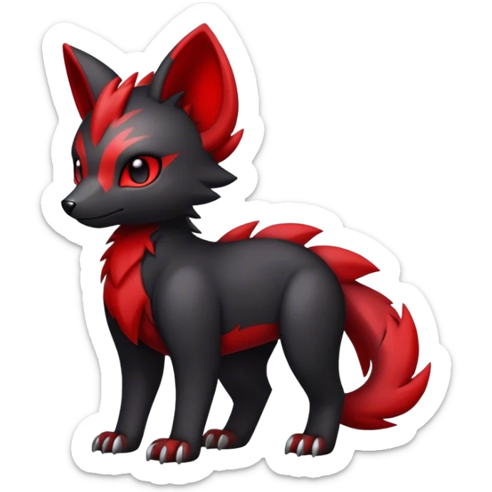 Cute edgy black red animal hybrid Fakemon full body sticker