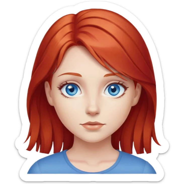 girl with red hair and blue eyes  sticker