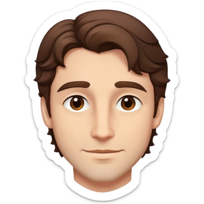lord with short wavy brown hair, deep brown eyes, strong jawline soft smile sticker