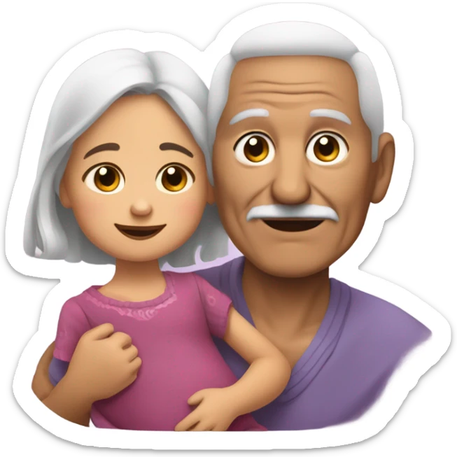 Very old Mexican man with grand daughter and great granddaughter baby sticker