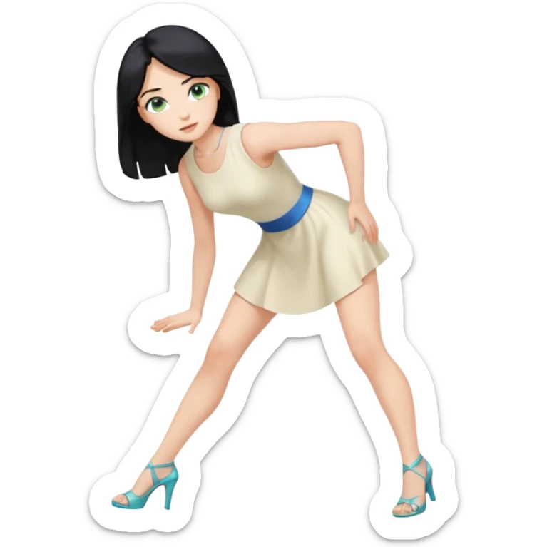King, upright, black Hair, blue eyes, whole body, Woman, blonde Hair, Green eyes, bending knee, sleveless White Dress, sticker