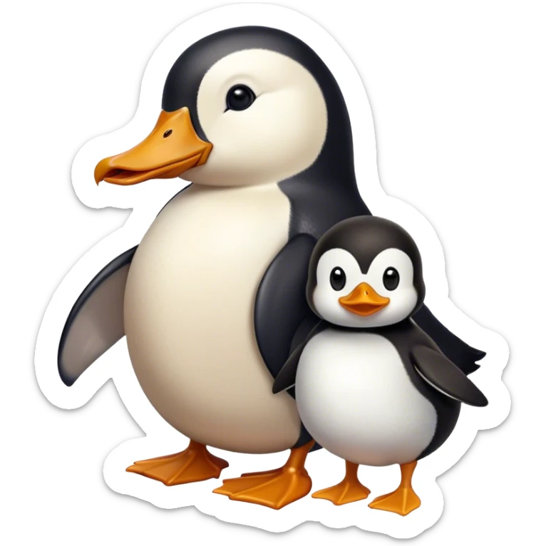 Duck with human hair and a penguin with human hair sticker