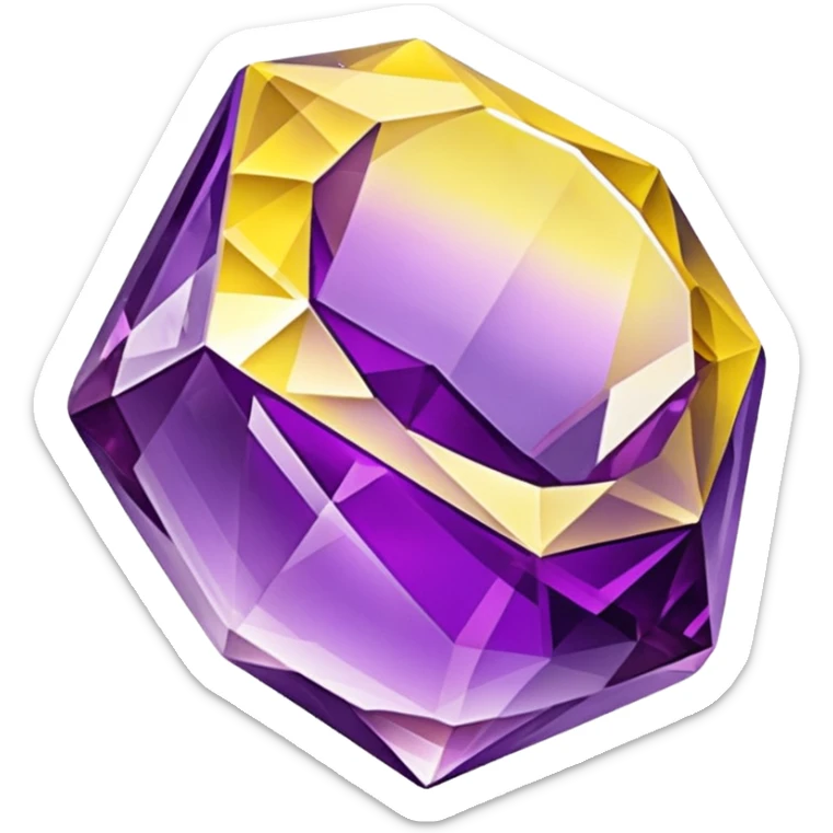 chatoyant gemstone crystal layered colors purple and yellow 3d png background sticker