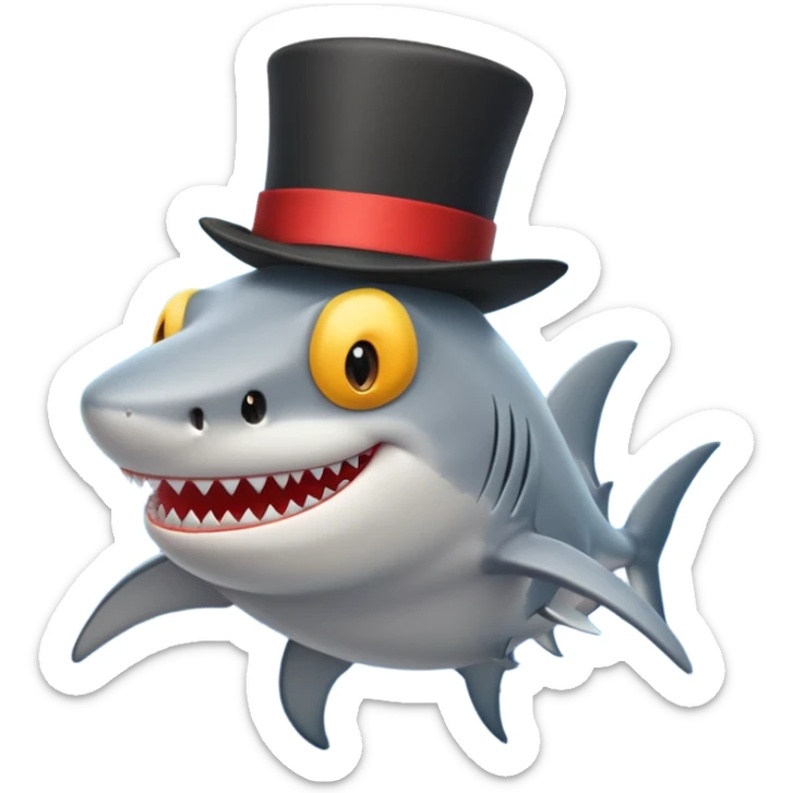 Shark with a top hat sticker
