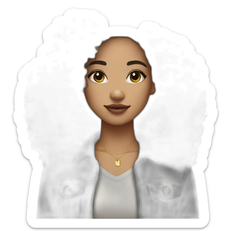 light skin girl afro black hair nose piercing sticker