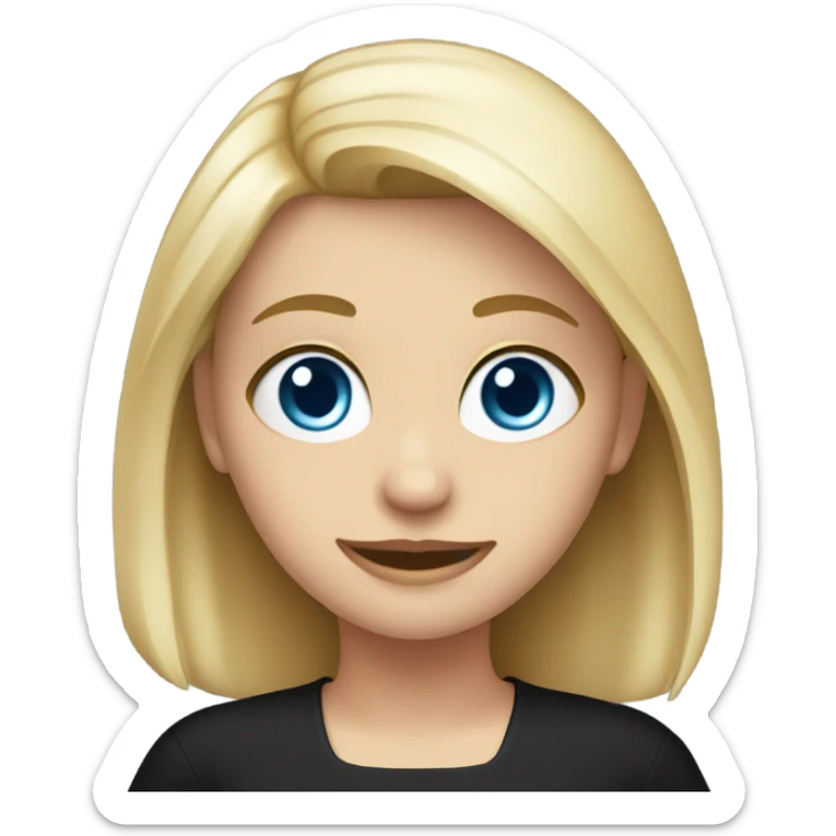 full body blonde girl with blue eyes sitting in black dress on the floor sticker