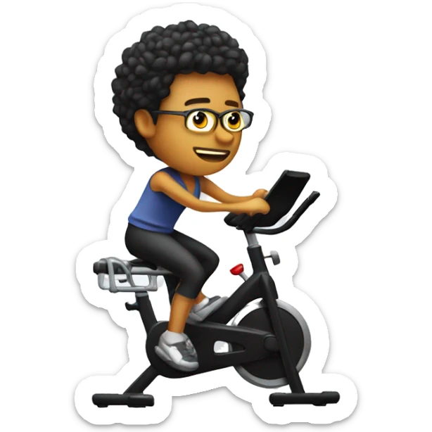 Design an emoji of a person on a stationary bike that is a superstar on a concert sticker