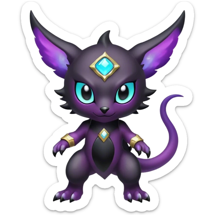 Cute cool colorful dark nebula fantasy-Fakemon-Digimon-animal-hybrid full body sticker