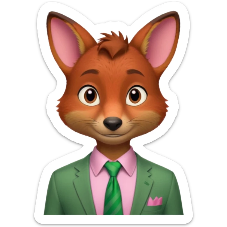 Nick Wilde (pink shirt, green tie, no suit) from the Zootopia Disney movie sticker