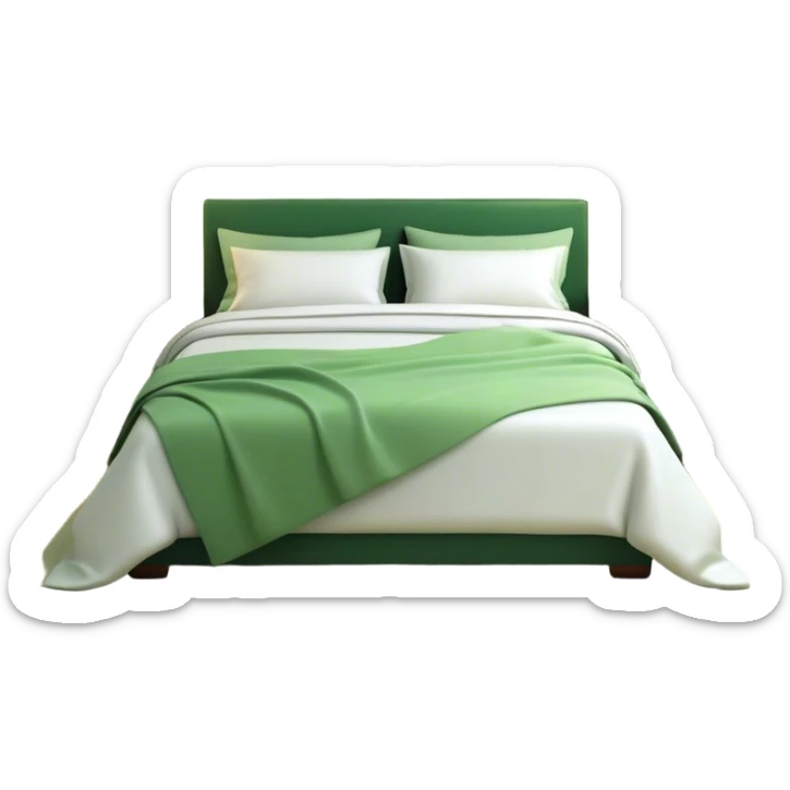 A dimly lit white green bedroom. The bed is neatly made, and a glass of water sits beside a book on a cozy nightstand. Soft lighting signals a peaceful wind-down, representing the calm and control that comes from reclaiming your evenings. sticker