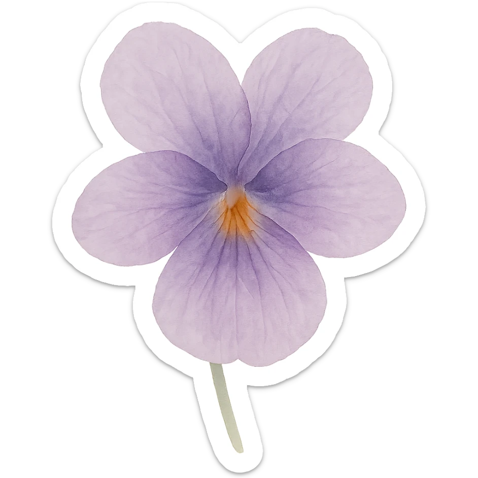 close-up of a detailed purple violet, soft color transitions, intricate petal textures, expressive form sticker