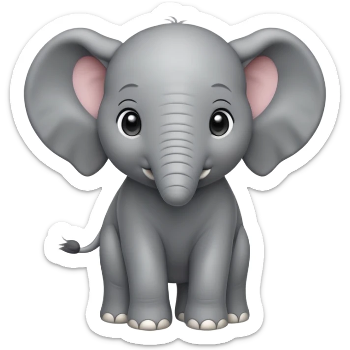 cinematic-noble-baby-elephant-portrait-emoji,-poised-and-regal,-with-a-tiny,-endearing-build-and-a-soft,-smooth-gray-hide,-delicate-floppy-ears-and-a-small,-curious-trunk,-deep-set-soulful-eyes,-simplified-yet-sharp-and-sophisticated sticker