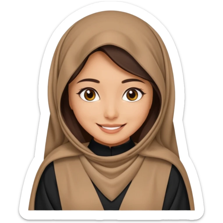create an emoji of a girl wearing a shayla (شيله) and abaya, brunette girl (her hair shows ofc it is not a hijab) like more of a khaleeji shayla. also she is muslim  sticker