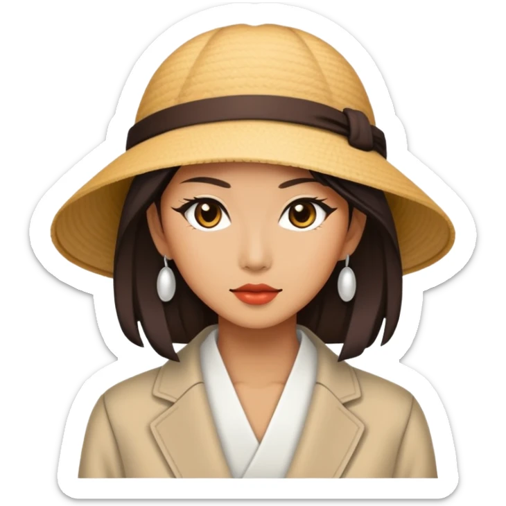 Stylish Japanese woman in trendy fashion sticker