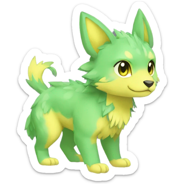 Cute cool green yellow animal hybrid Fakemon full body sticker