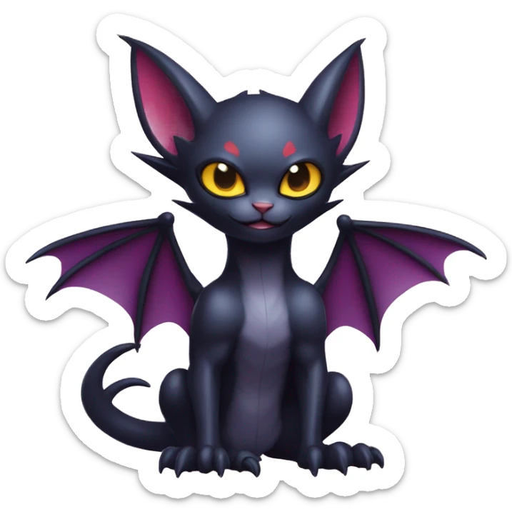 Cool Cute Edgy Chibi Bat-Cat-Noivern-Noibat-Litten-Pokémon-Fakémon-hybrid sticker