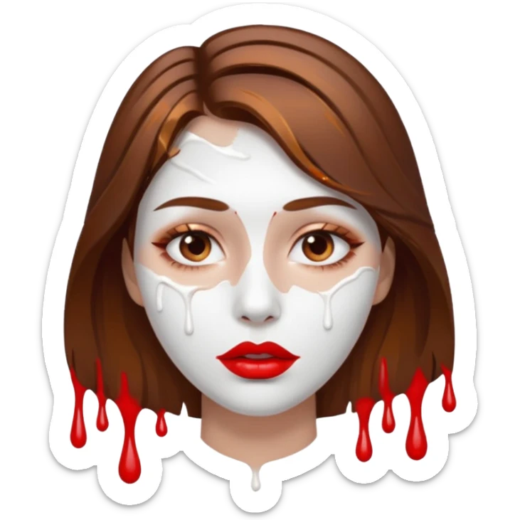 Brown Hair, Woman, white paint drip, face, hot, Sexy, lips sticker