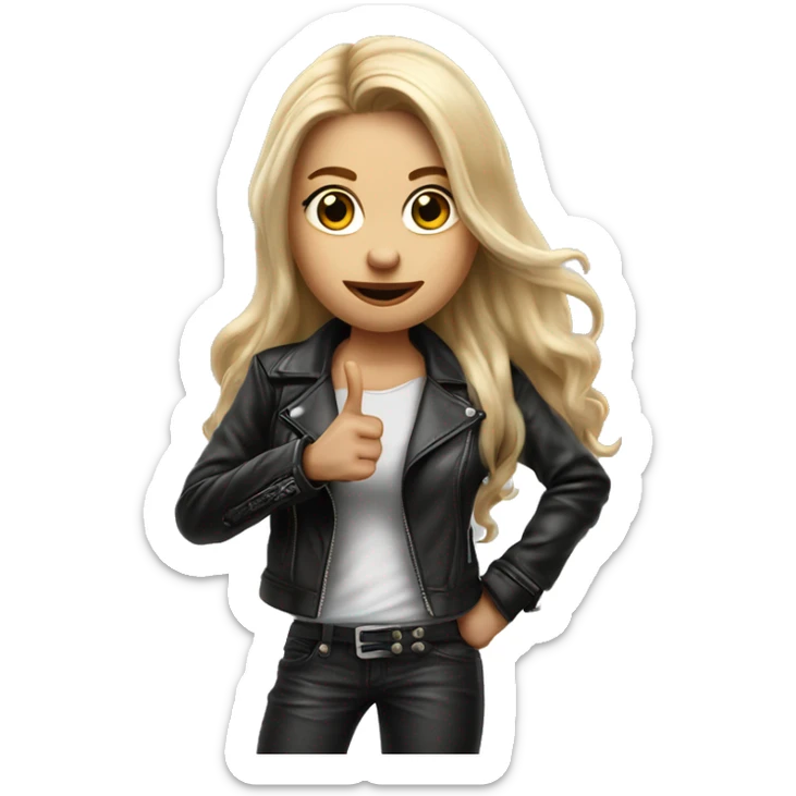 Blonde women with LONG HAIR, in Leather Jacket, Body Covered with Tattoos, POINTING YOU FORWARD with her HAND with INDEX FINGER, Hyper Realistic sticker