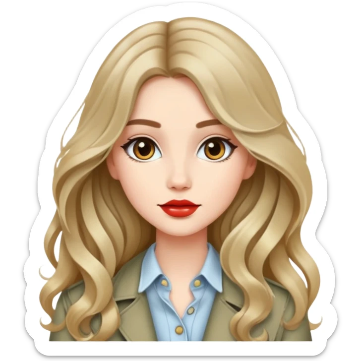 Fashionable girl with stylish outfit and long slightly wavy hair sticker
