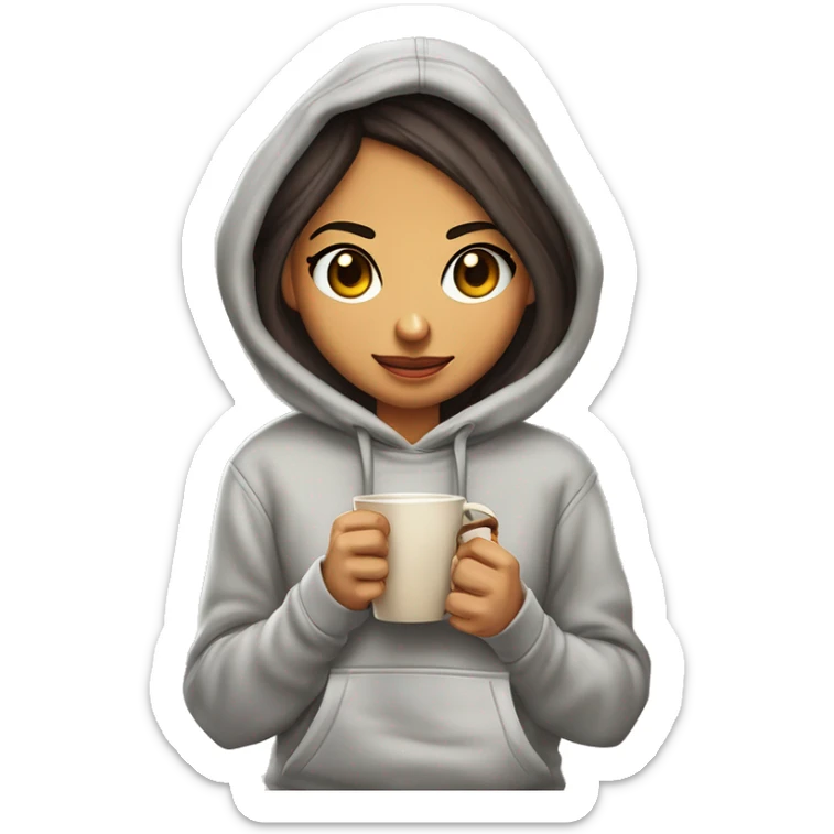 chica con orejas de borrego y cuernos de carnero de piel morena con ojos cafés cabello corto café una sudadera color paja y un borrego como logo en la sudadera tipo chibi caricatura asustado sticker
