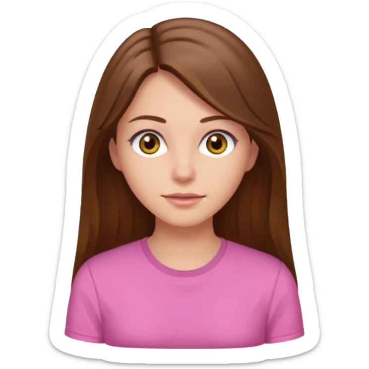 brown long hair hazel eyed woman in a pink shirt sticker